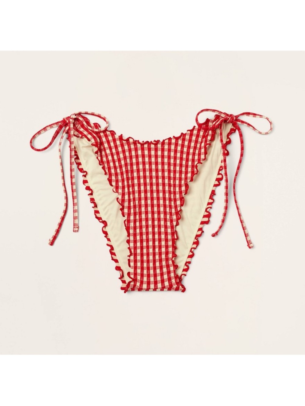 Women's Lettuce Edge String Bikini Bottom - Parke x Target Red Gingham Check XS